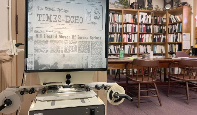 microfilm reader at Carroll County Historical Museum