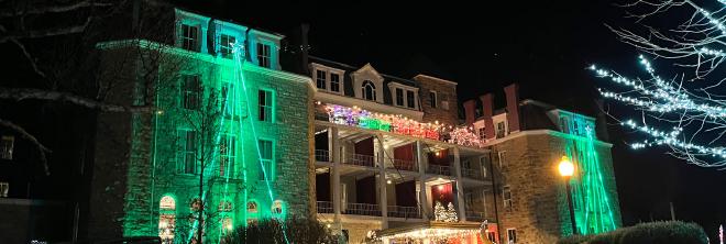 Crescent Hotel with holiday decorations